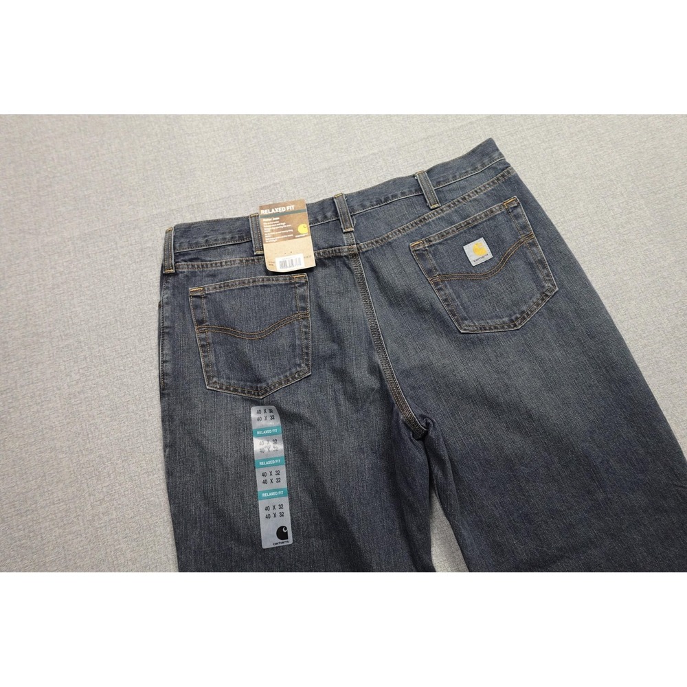 Carhartt Holter Jeans Mens 40x32 Blue Dark Wash Denim Relaxed Fit Straight Fit